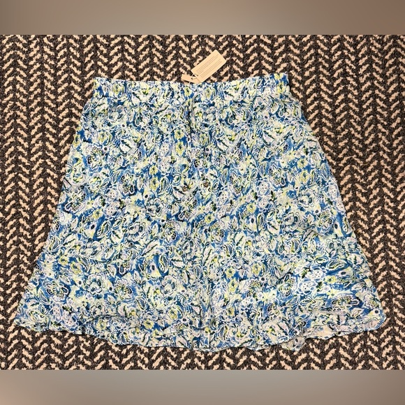 ESQUALO Tiered Floral Lightweight Skirt in Blues and Greens Size 10 - Picture 1 of 6